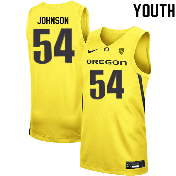 Youth #54 Will Johnson Oregon Ducks College Basketball Jerseys Sale-Yellow
